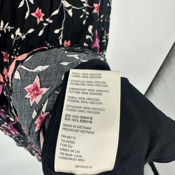 Free people dress womens large lighten up black floral boho prairie feminine nwt - Picture 7 of 11
